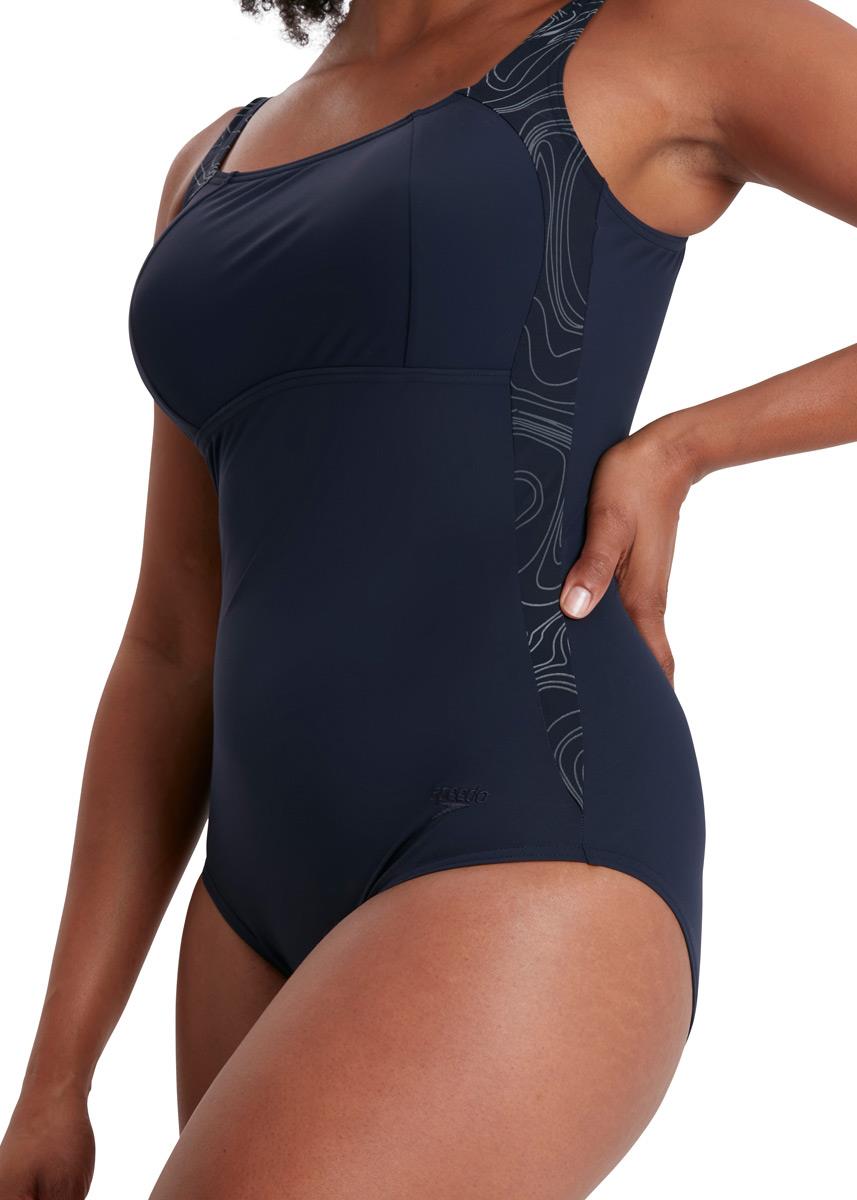 Speedo Women's Lunalustre Printed Swimsuit - Navy / Grey-589228