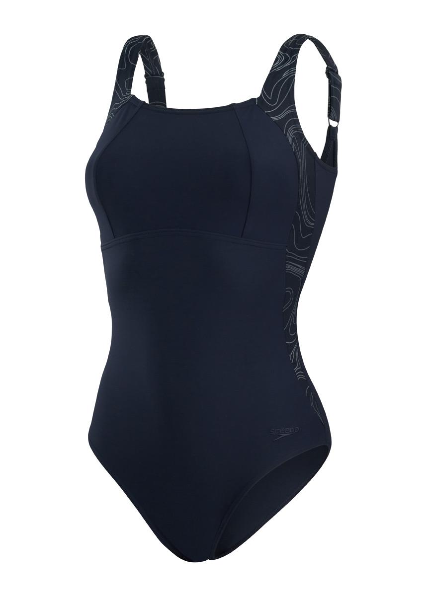 Speedo Women's Lunalustre Printed Swimsuit - Navy / Grey-589227