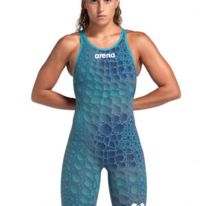 Front view of Arena Powerskin Carbon Air² Caimano Limited Edition Openback Kneesuit - Abyss Caimano