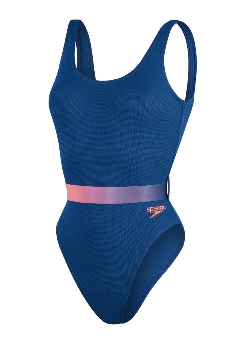 Speedo Belted Deep U-Back Swimsuit - Navy Blue / Pink-594025