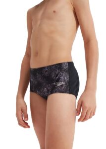 Speedo Boys 13 cm Allover Club Training Digital Brief - Black/USA Charcoal/Dove Grey