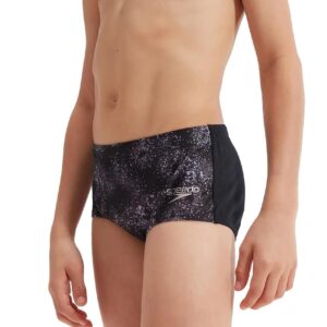 Speedo Boys 13 cm Allover Club Training Digital Brief - Black/USA Charcoal/Dove Grey
