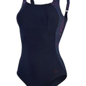 Speedo LunaLustre One Piece Shaping Swimsuit - True Navy / Deep Plum-0