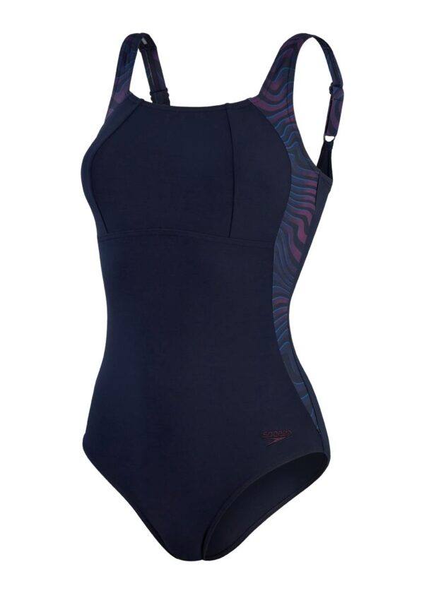 Speedo LunaLustre One Piece Shaping Swimsuit - True Navy / Deep Plum-0