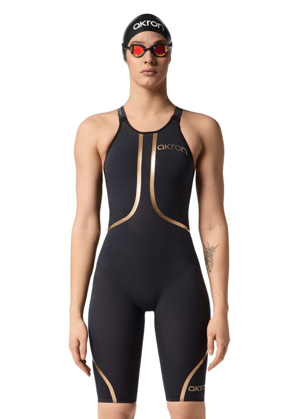 Akron Venom Hero Womens Closedback Kneesuit - Bronze / Dark Blue -Front view