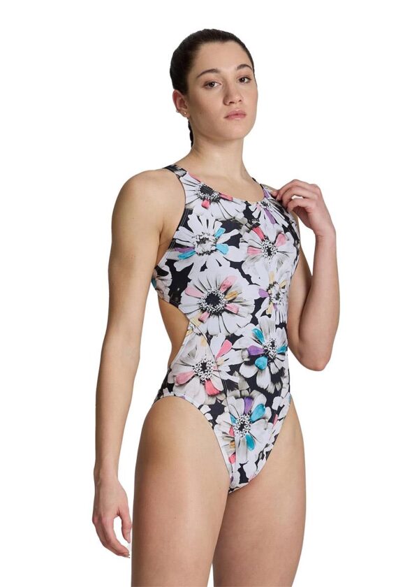 Arena Zinnia Party Swim Tech Back Swimsuit - Black/Multi - Front view
