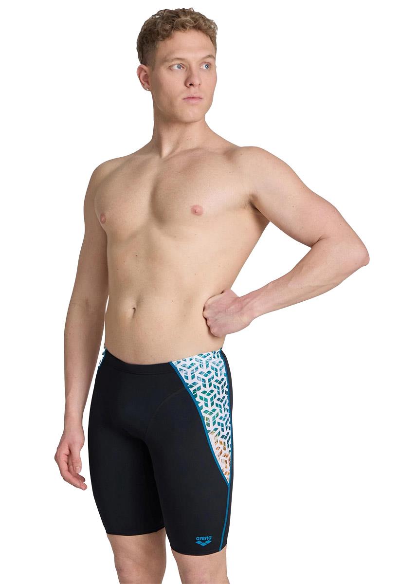Arena Mens Planet Water Swim Jammer - Black / White Multi-597091
