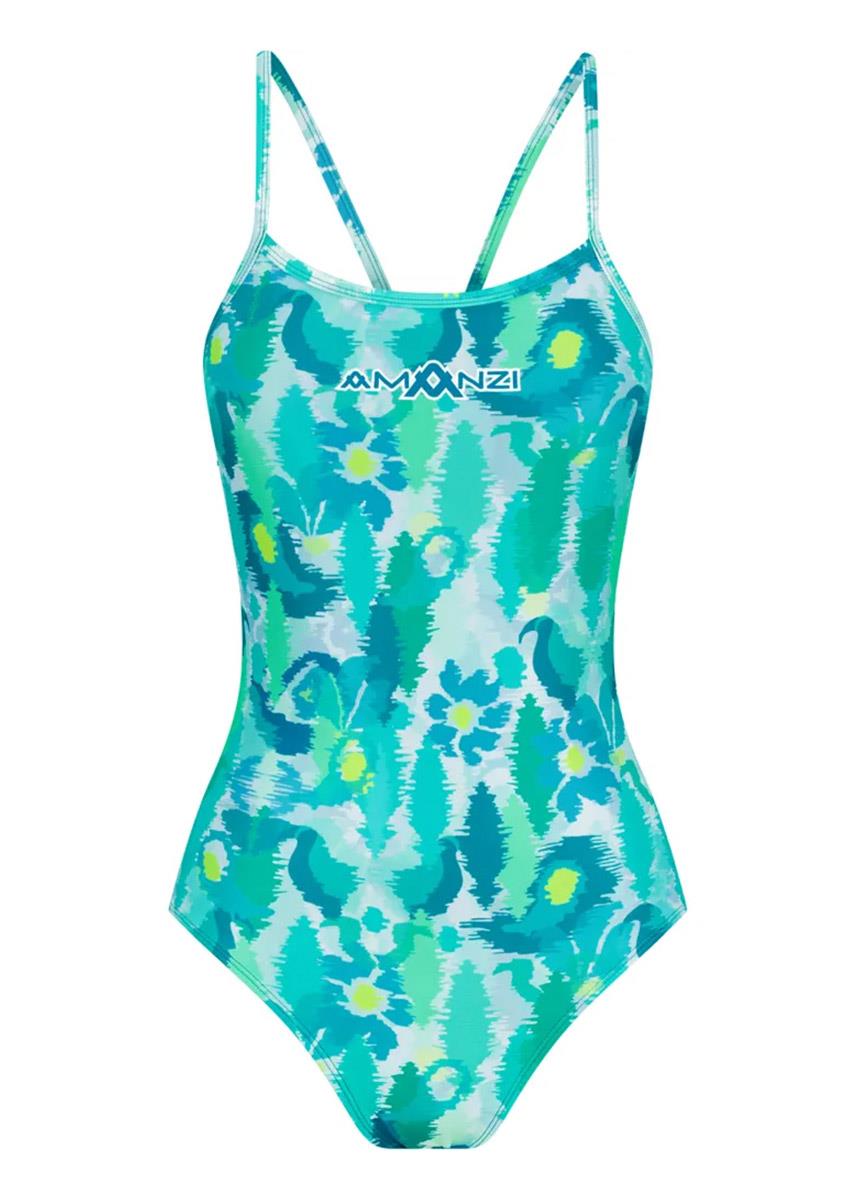 Front view of AMANZI Reflections Pro Back Swimsuit