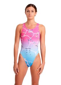 Arena Back to Pool Swim Tech One Piece Swimsut - Pink / Blue