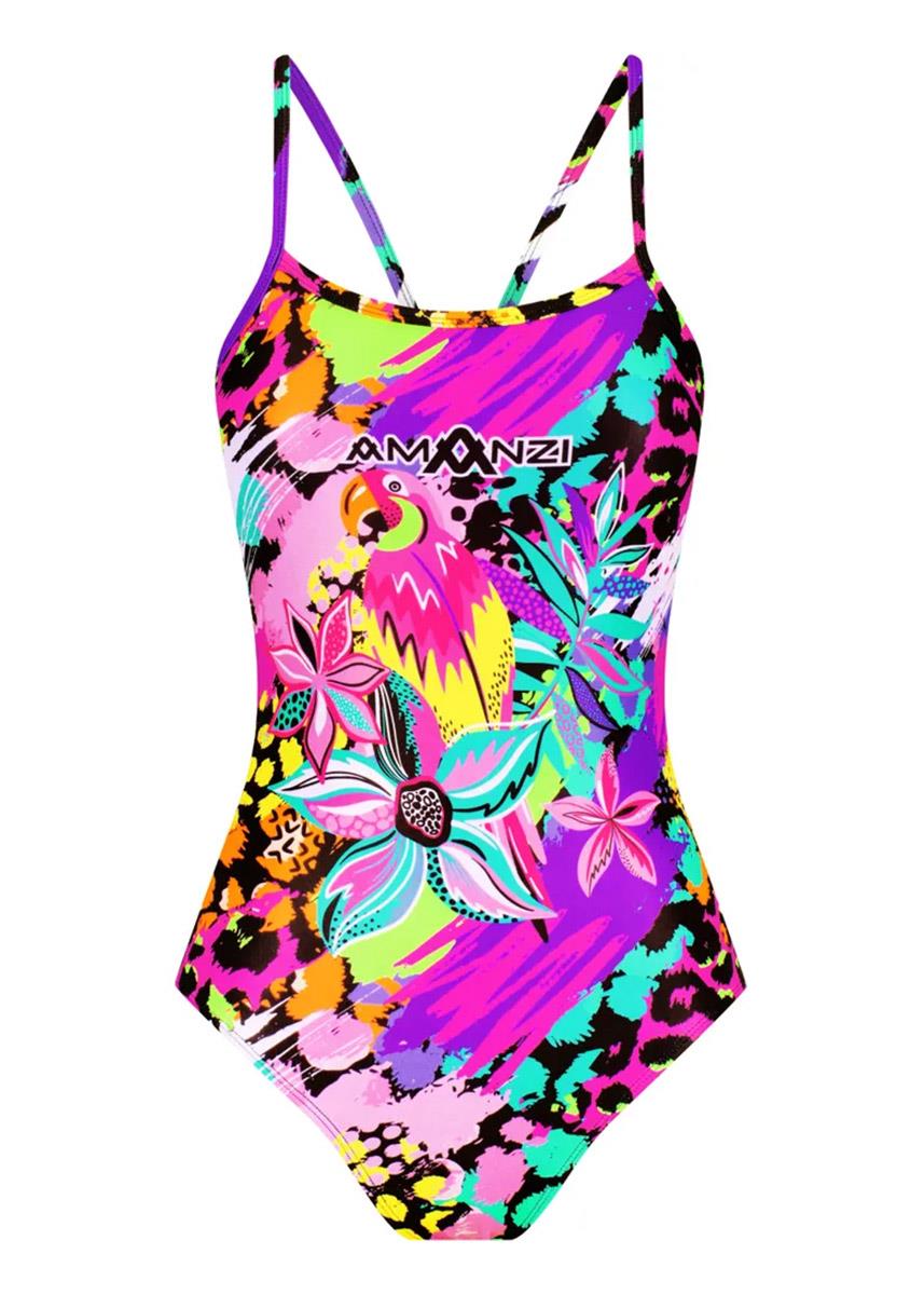 AMANZI Neon Jungle Pro Back Swimsuit -Front view