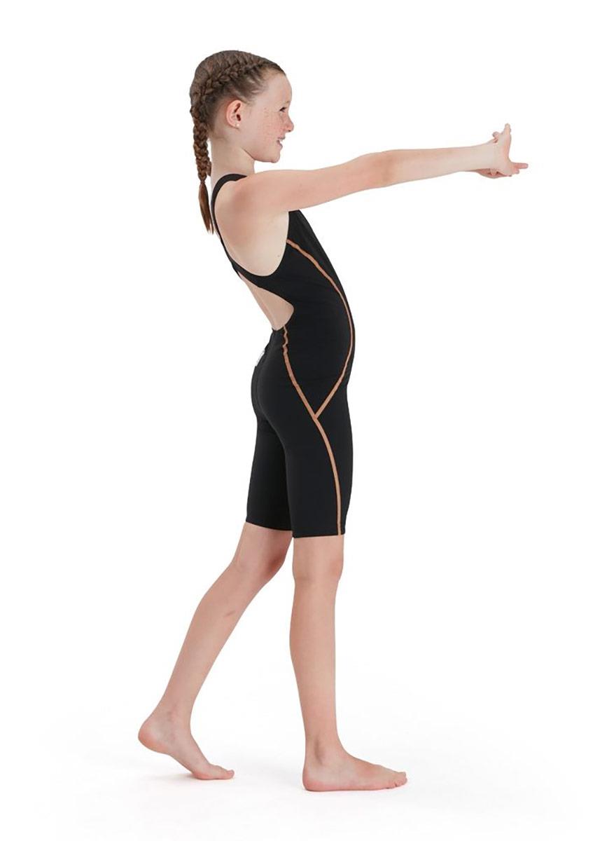 Speedo Fastskin Junior LZR Racer X Open Back Kneesuit - Black / Gold-598298