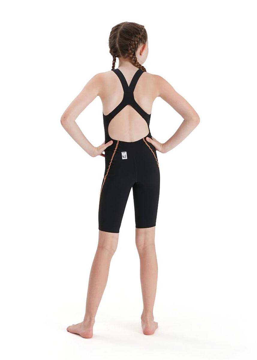 Speedo Fastskin Junior LZR Racer X Open Back Kneesuit - Black / Gold-598299
