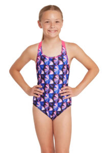 Zoggs Girls Disco Fan Flyback Swimsuit