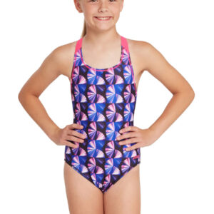 Zoggs Girls Disco Fan Flyback Swimsuit