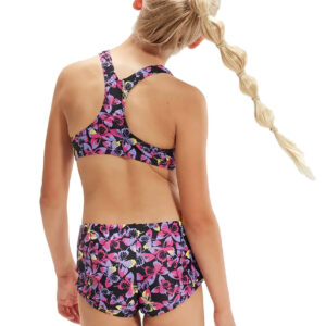 Speedo Girls Allover Printed Swim Bikini – Black / Pink