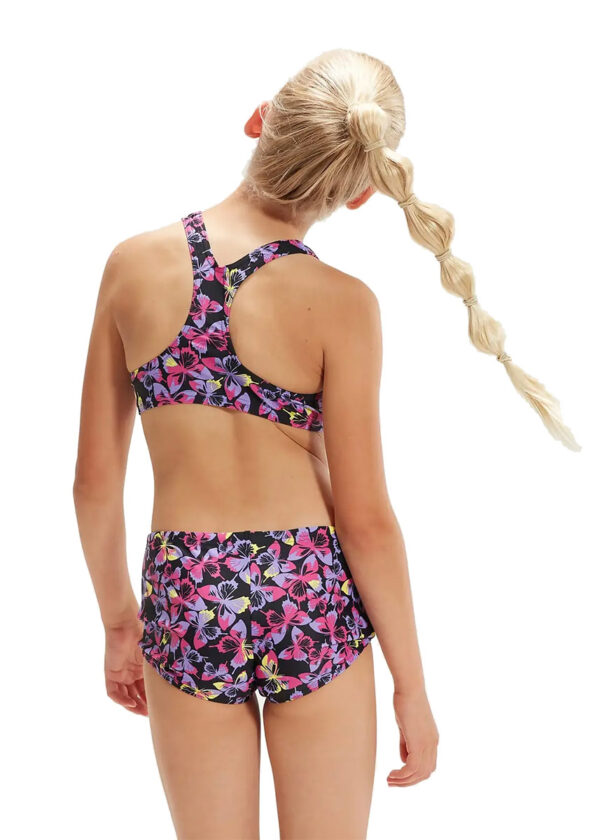 Speedo Girls Allover Printed Swim Bikini – Black / Pink