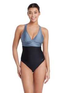 Zoggs Panel Crossback Swimsuit - Black Metal