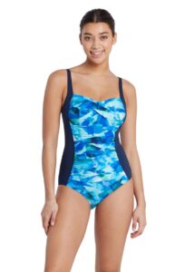 Zoggs Women's Aqua Digital Ruched Front Swimsuit