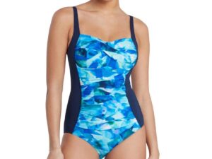 Zoggs Aqua Digital Ruched Front Swimsuit - Front view