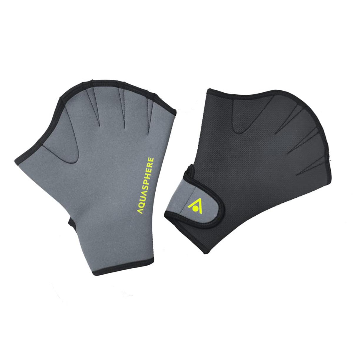 Aquasphere Swim Gloves - Black / Bright Yellow