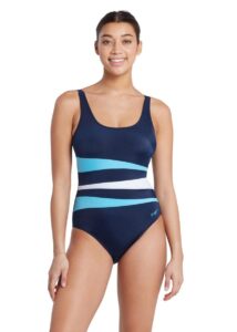 Zoggs Sumatra Adjustable Scoopback Swimsuit - Navy / Light Blue / White