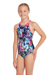 Zoggs Girls Nairobi Hi Front Crossback Swimsuit
