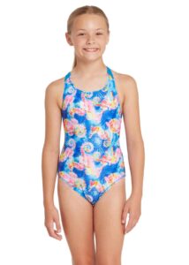 Zoggs Girls Aqua Pony Flyback Swimsuit