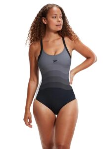 Speedo Shaping Entwine Printed Swimsuit - Black / White