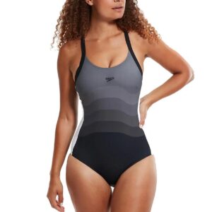 Speedo Shaping Entwine Printed Swimsuit - Black / White
