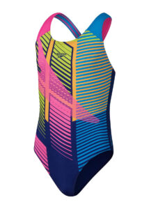 Speedo Girls Digital Placement Splashback Swimsuit - Blue / Pink / Green