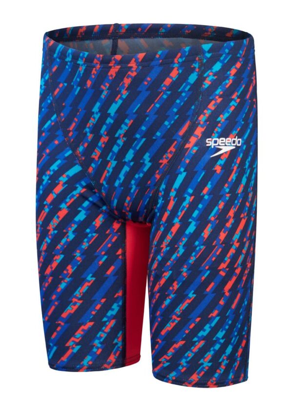 Speedo Fastskin Junior Endurance+ Max High Waisted Jammer - Blue / Dark Blue / Red - Front view