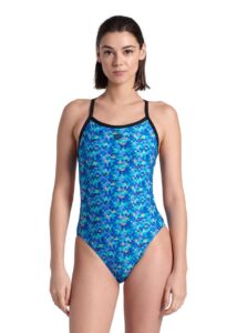 Arena Pool Tiles Challenge Back Swimsuit - Black / Blue Multi