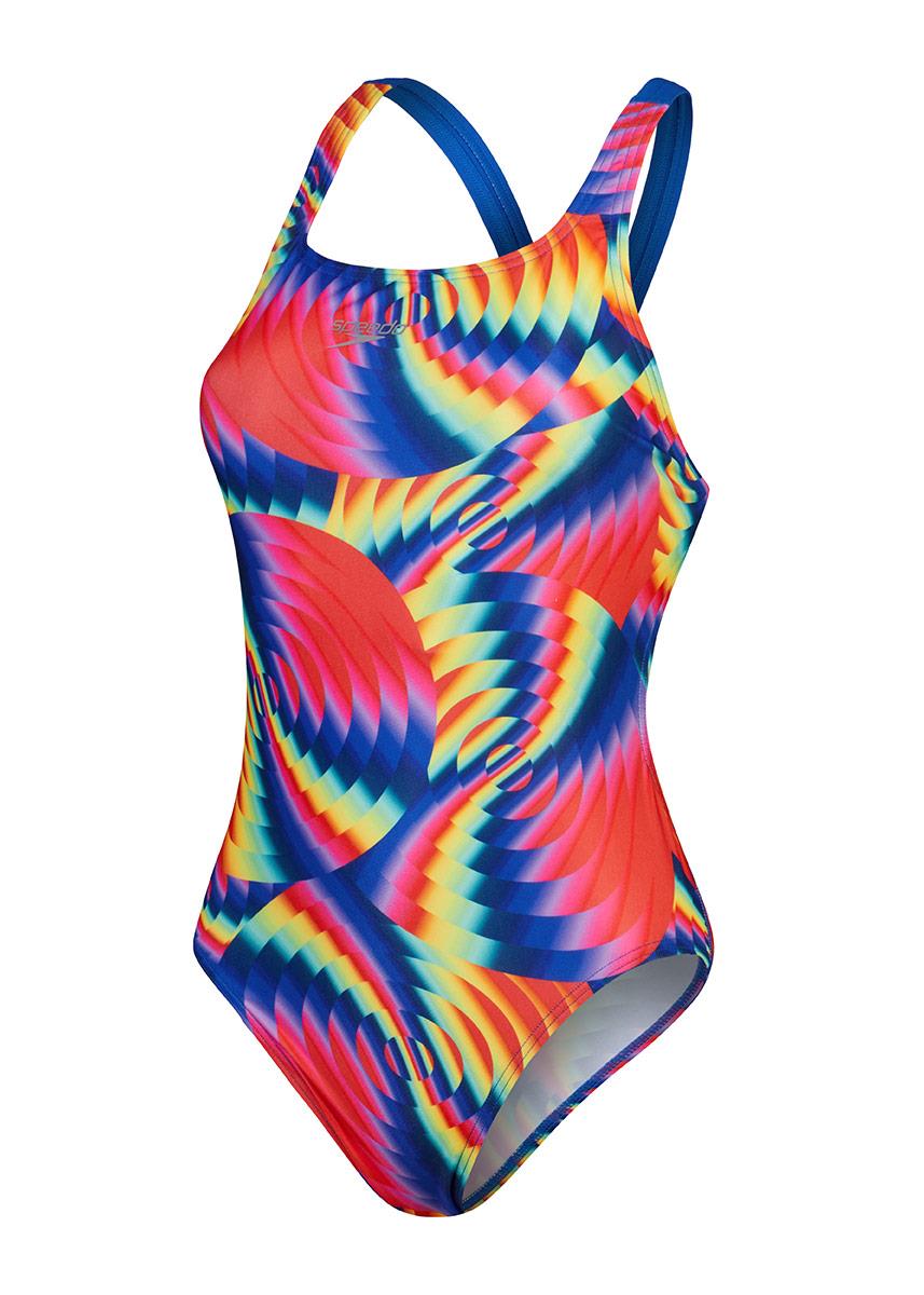 Speedo Womens Placement Digital Powerback Swimsuit - Red / Blue-601998