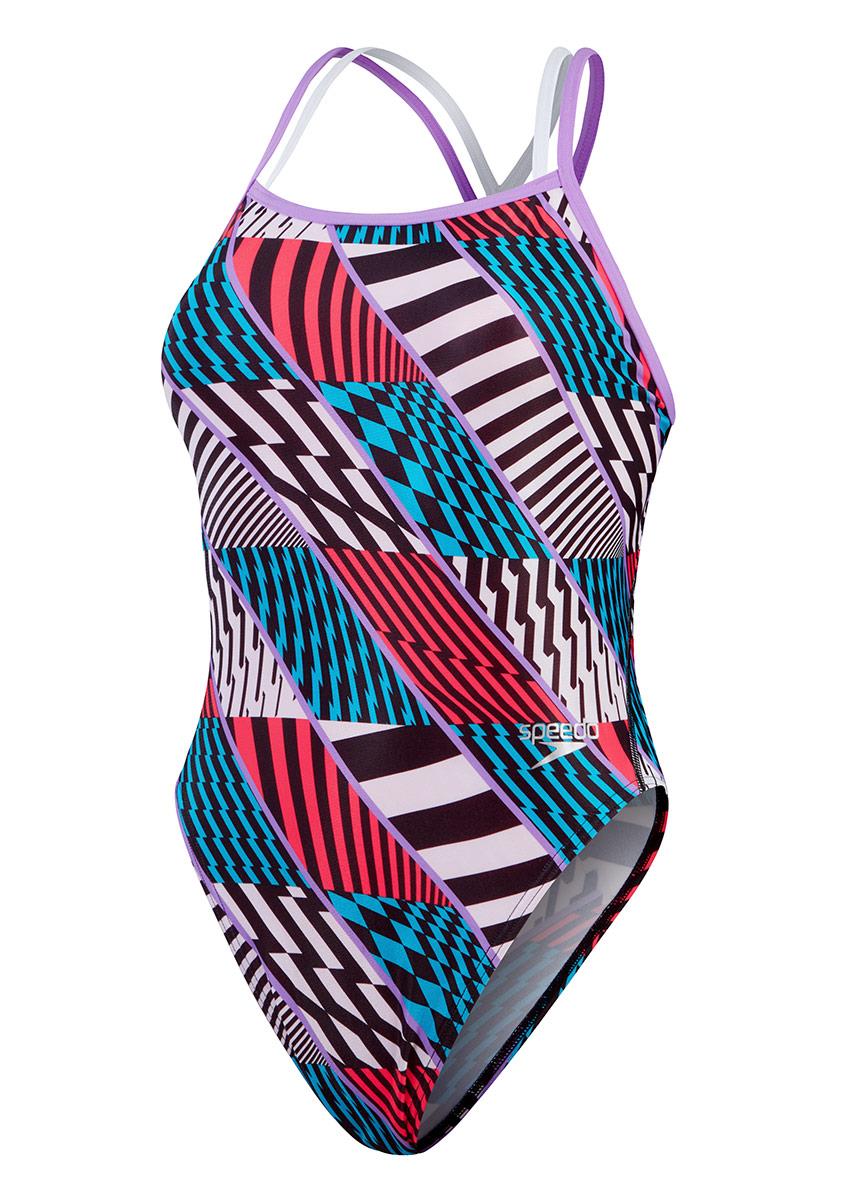 Speedo Allover Digital Starback Swimsuit - Red / Blue-601746