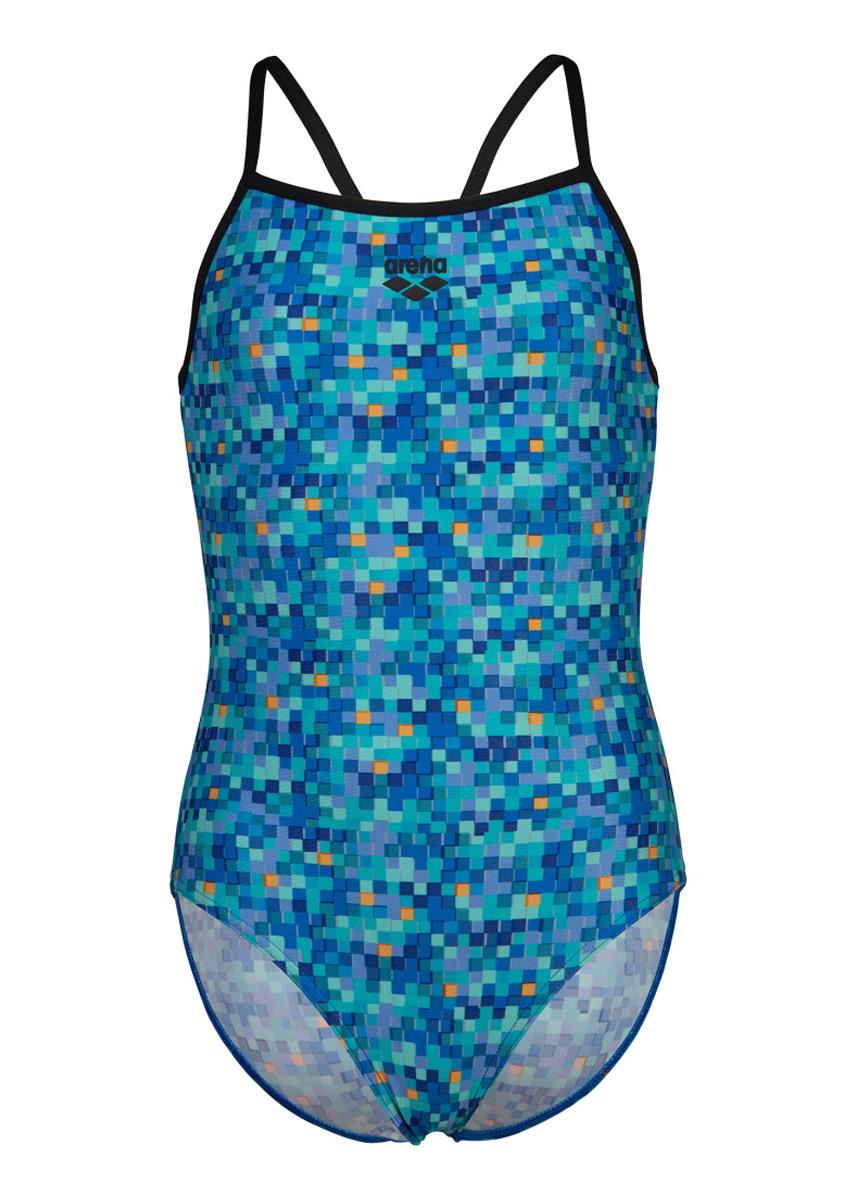 Arena Girls Pool Tiles Light Drop Back - Black / Blue Multi-600309