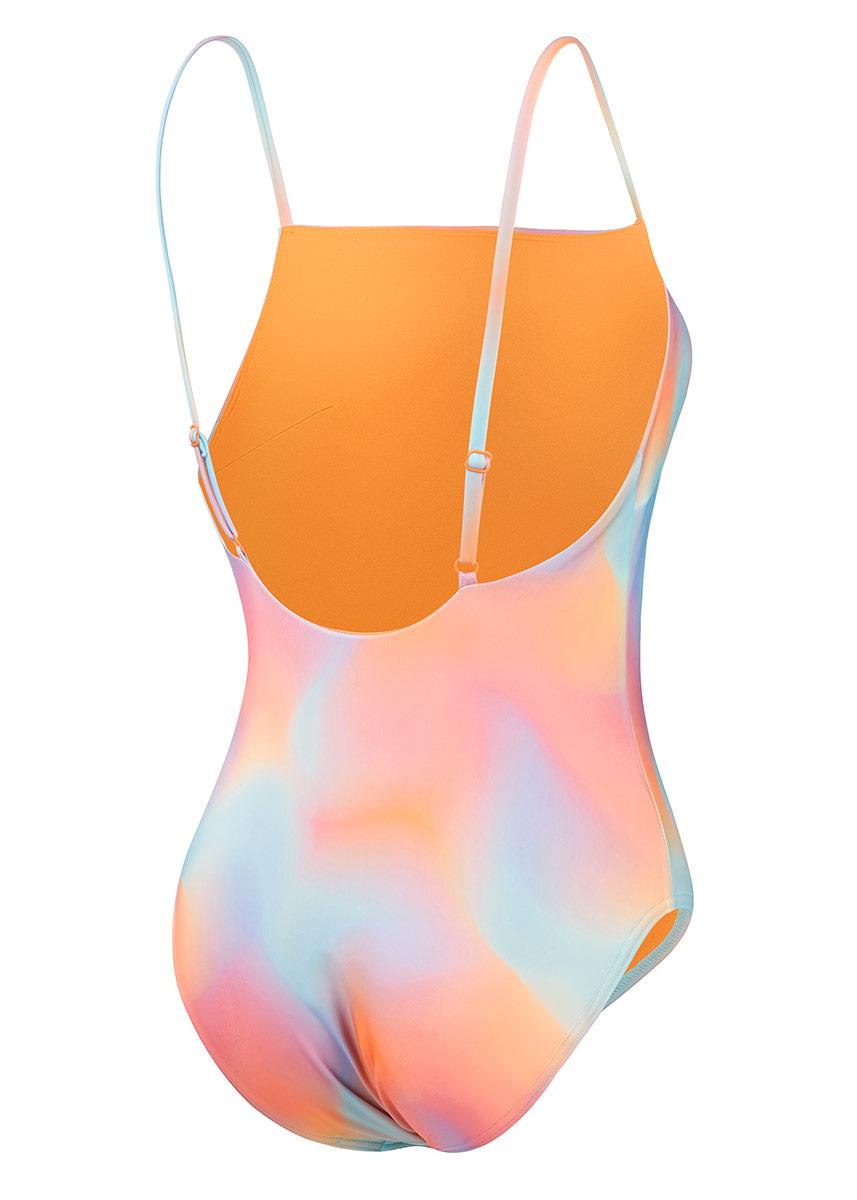 Speedo Womens Printed Adjustable Thinstrap Swimsuit - Blue / Orange-601702