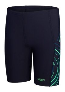 Speedo Boys Plastisol Placement Jammer - Navy Blue / Green