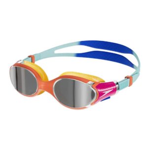 Speedo Biofuse 2.0 Mirror Junior Goggles - Cobalt Pop / Marine Blue / Volcanic Orange / Chrome