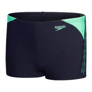 Speedo Boys HyperBoom Splice Aquashort - Navy Blue / Green - Front view