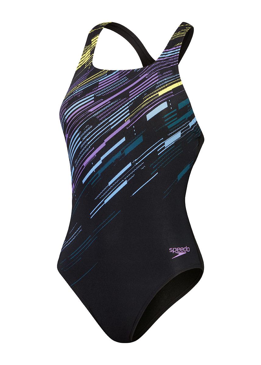 Speedo Digital Printed Medalist Swimsuit - Black / Purple-602128