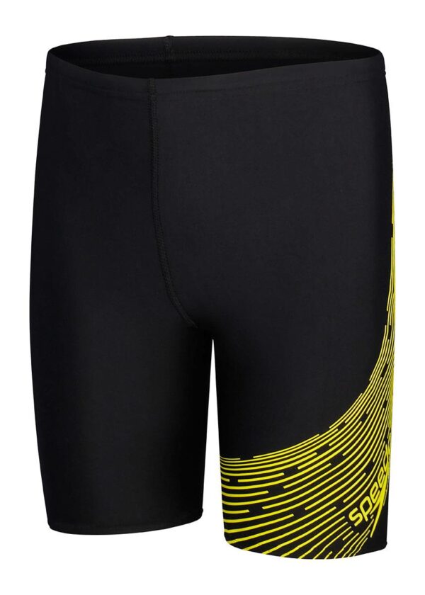 Speedo Boys Medley Logo Jammer - Black / Yellow - Front view