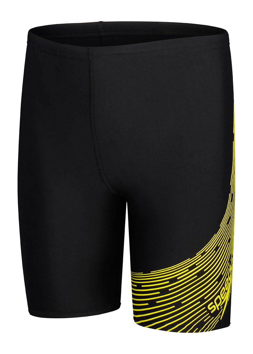 Speedo Boys Medley Logo Jammer - Black / Yellow - Front view