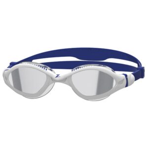 Zoggs Tiger LSR+ Titanium Goggles - White/ Blue/ Smoke Mirror-0
