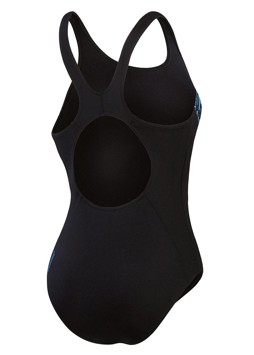 Speedo Womens Placement Muscleback Swimsuit - Black / True Cobalt / Curious Blue-602078