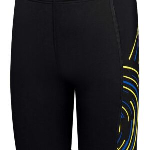 Speedo Boys Plastisol Placement Jammer - Black / Yellow
