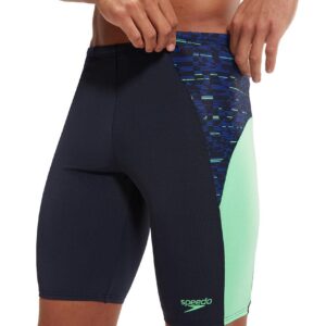 Speedo END+ MAX Splice Jammer - Navy / Green - Closeup Front view