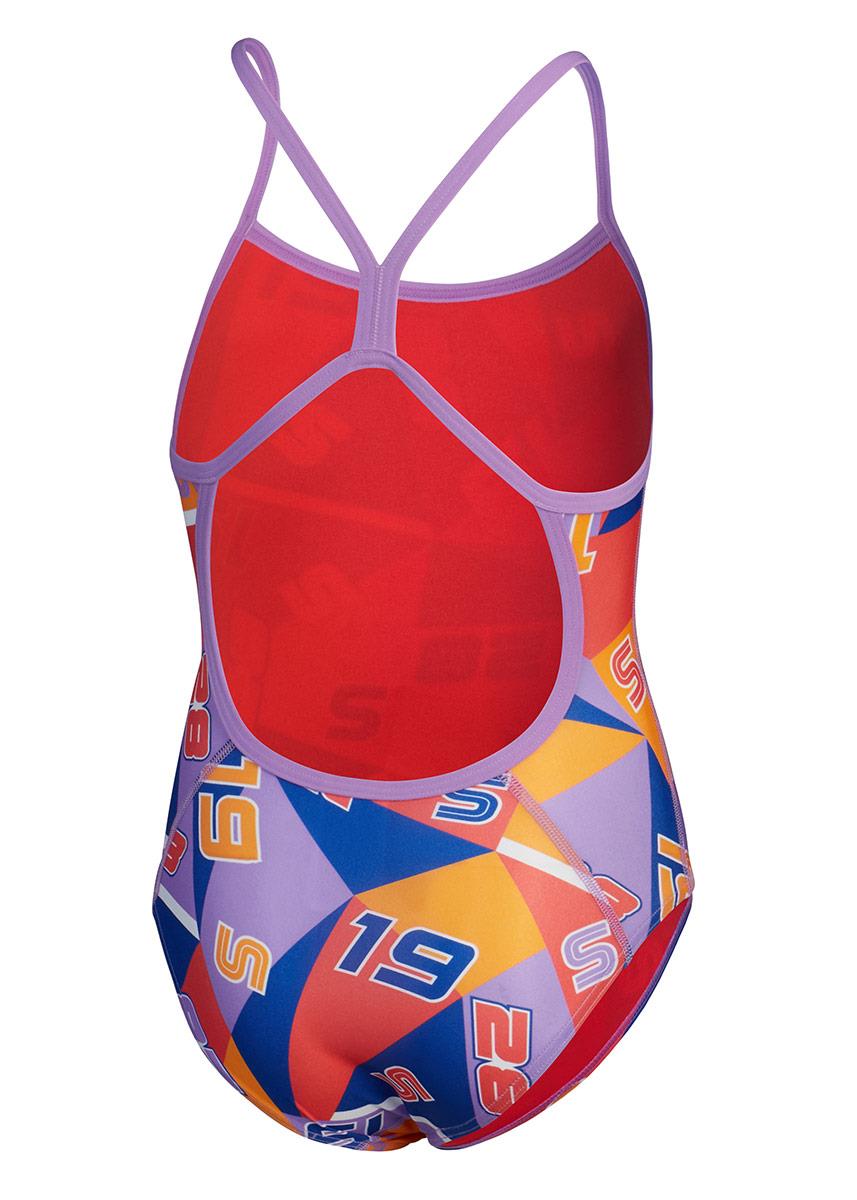 Speedo Girls Allover Digital Vback Full Throttle Swimsuit - Red / Blue-brand
