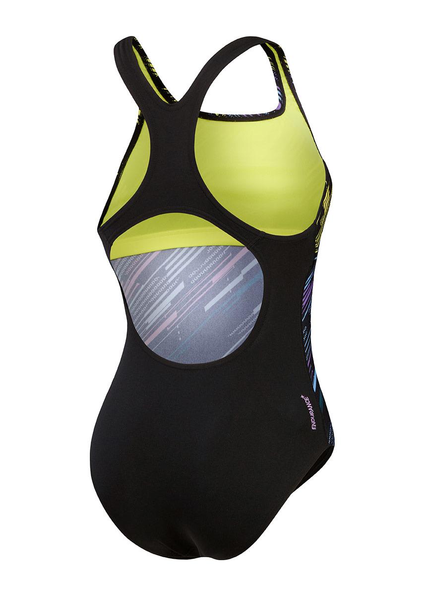 Speedo Digital Printed Medalist Swimsuit - Black / Purple-602129