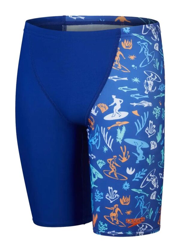 Speedo Boys Digital Allover V-Cut Jammer - Blue / Yellow