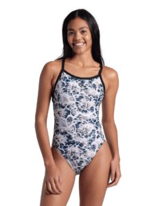 Arena Womens Earth X Criss Cross Back Swimsuit - Black / White Multi